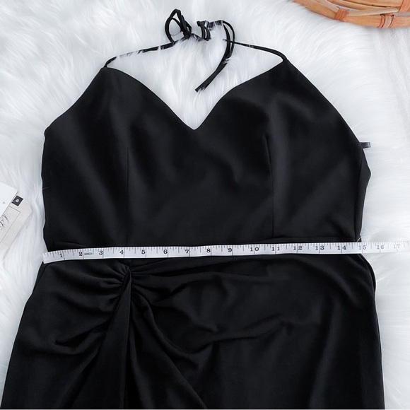 Katie May Ringleader Dress in Black Midi Slit Halter Neck Sleeves Gown NEW - Picture 13 of 15